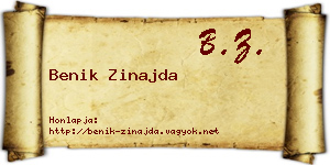 Benik Zinajda névjegykártya